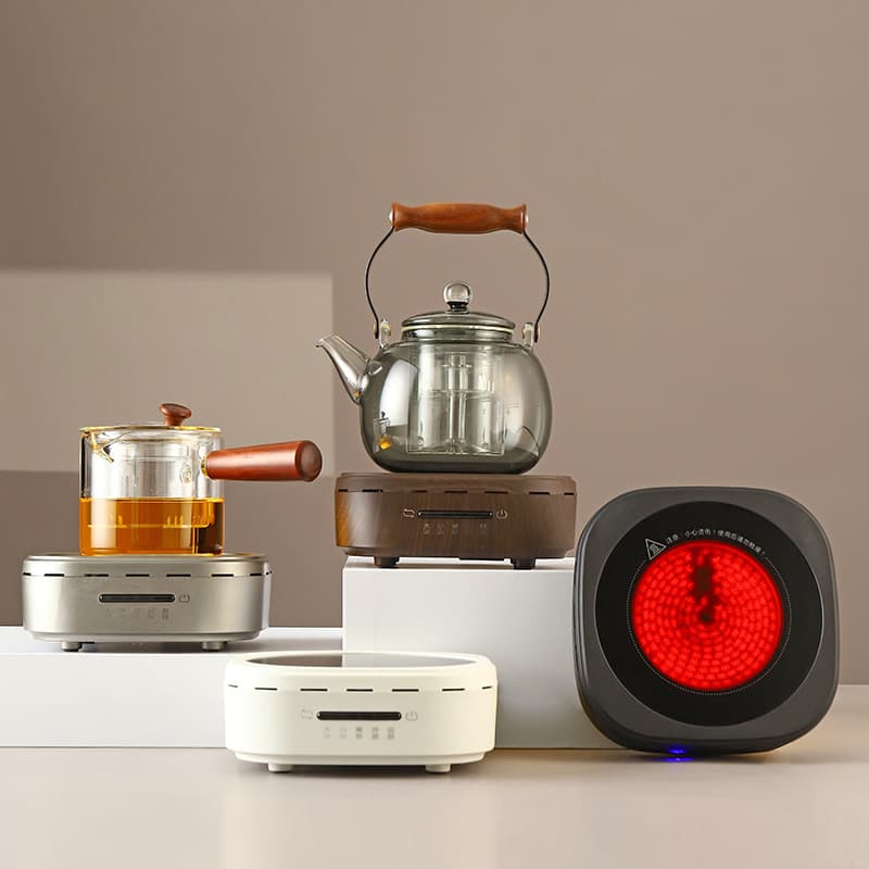 Electric Tea Stove Mini Square Electric Heating Home Glass Pot Boiler Touch Version Tea Maker Adjustable Temperature