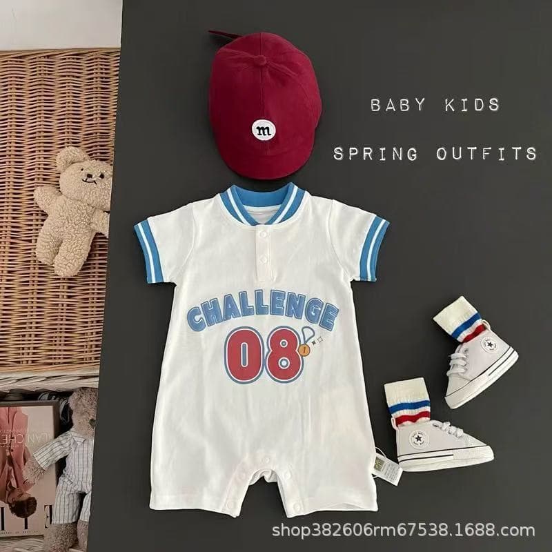Newborn Baby Summer Clothes Boys Basketball Bodysuit Short Sleeve Thin Outfit for 1-100 Days