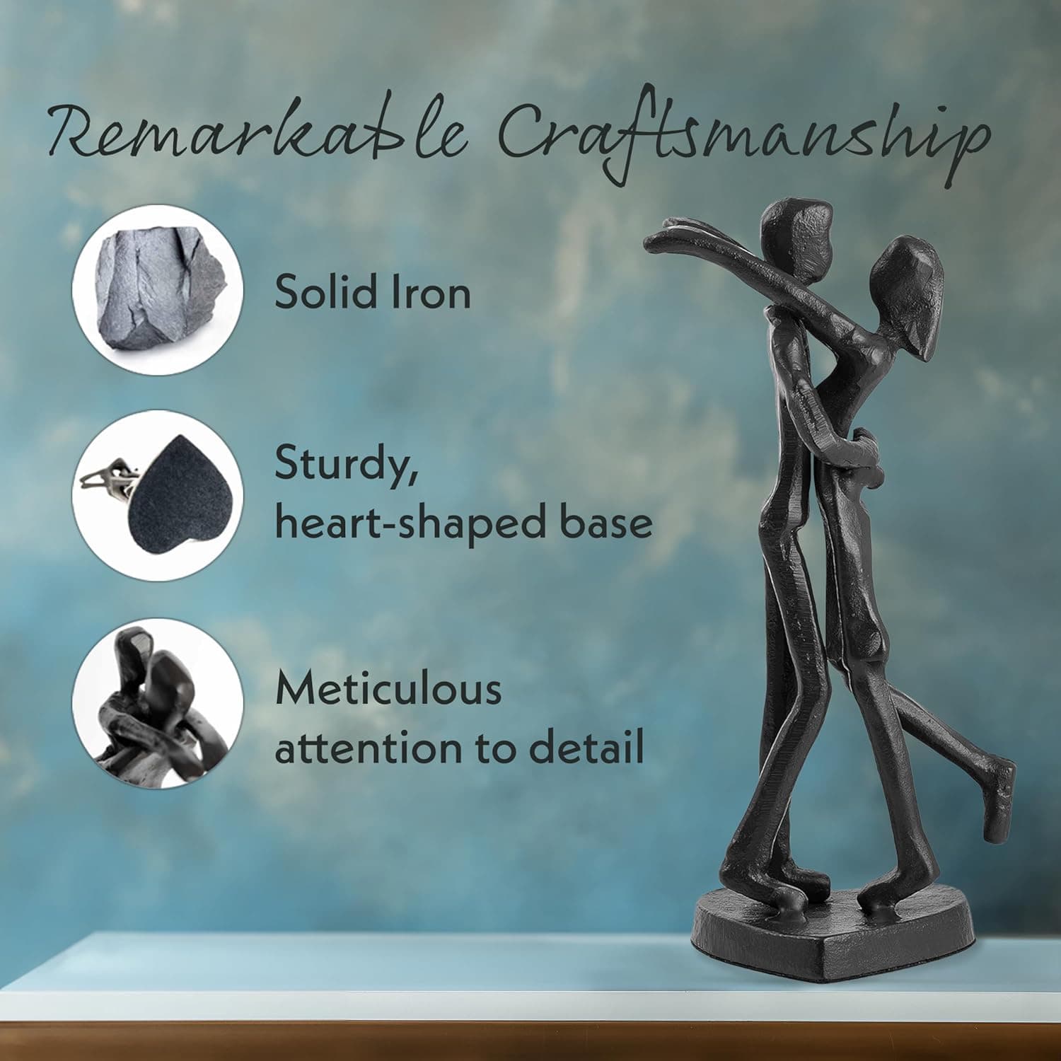 Cross-border Cast Iron Craft Couple Embracing Figure Statue Ornament European and American Iron Art Home Decoration Valentine's Day Gift