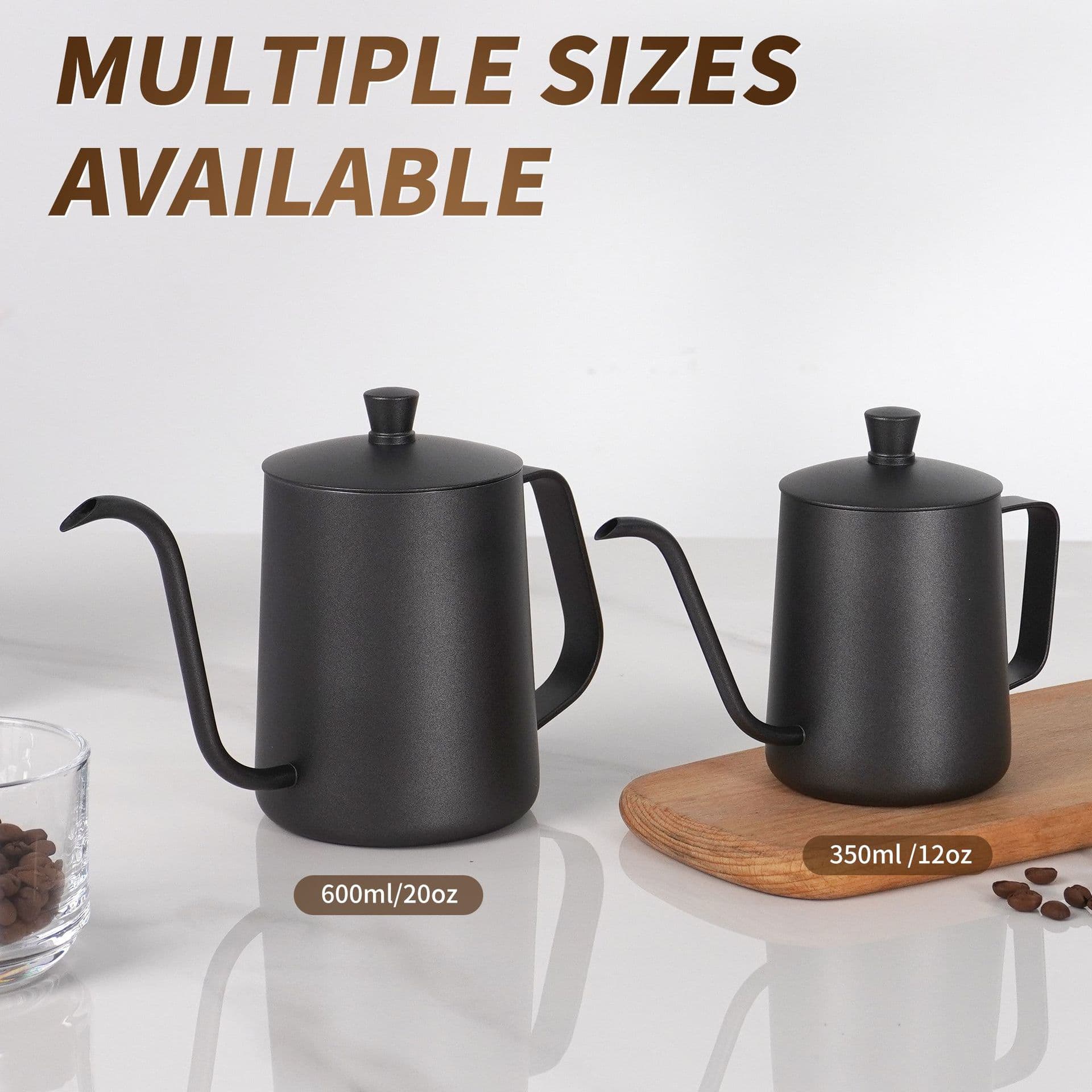 2025 New Cross-Border Coffee Pot for Home, 304 Stainless Steel 600ml Large Capacity Pour-Over Fine Spout Kettle