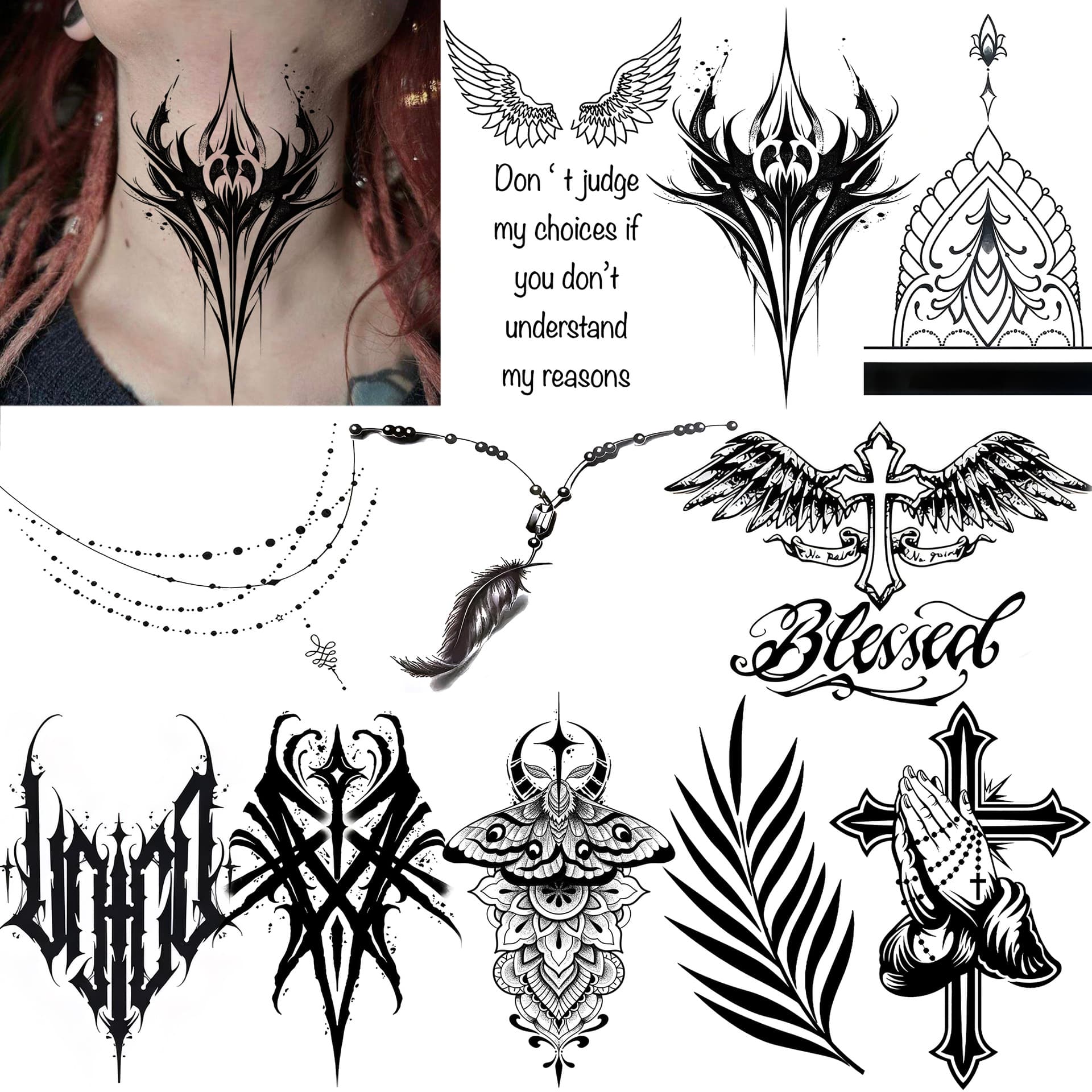 Cross-Border New Product Thorn Hand Tattoo Sticker Water Transfer Tattoo Sticker Tk European and American Shein Amazon Tattoo