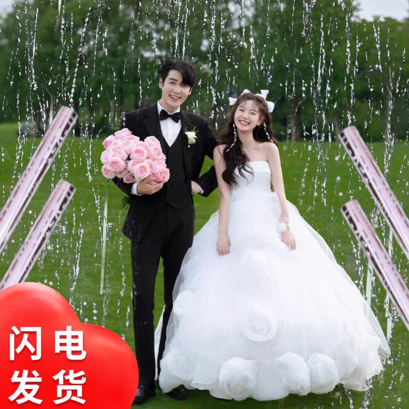 Wedding Confetti Cannon Silver Ribbon Streamer Meteor Shower Celebration Party Decoration