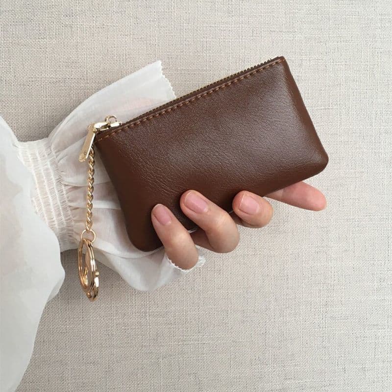 Retro-Style Textured Small Card Holder for Girls, Compact Zipper Coin Purse, Key Holder, Lipstick, Car Keychain, Portable Storage Bag