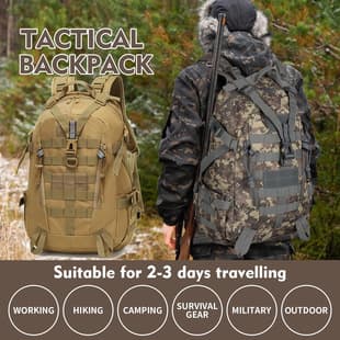 Amazon Outdoor Tactical Backpack for Camping Travel Night Survival, Camouflage Water-Resistant Sports Backpack