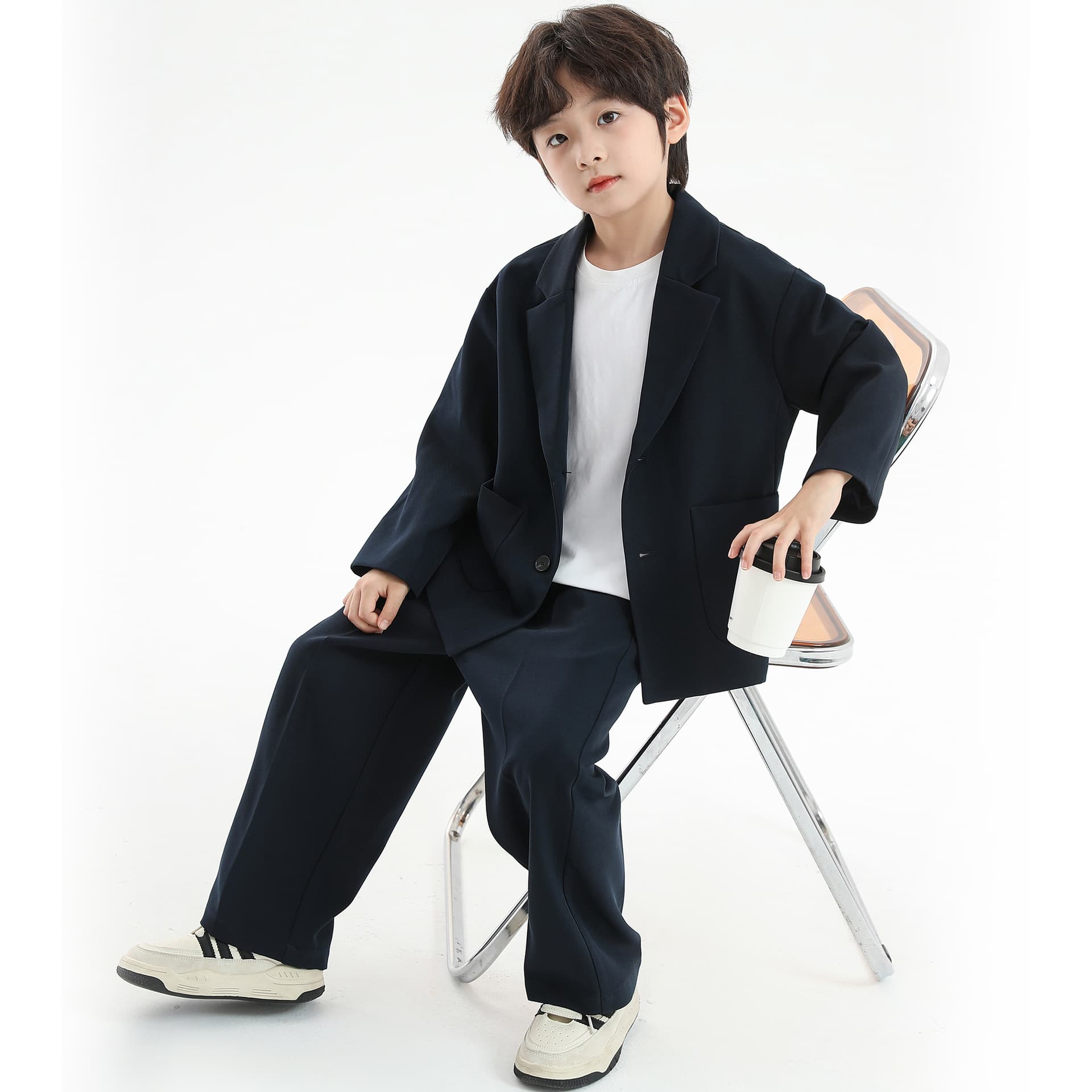 Trendy Boys' Suit Casual Set 2025 Spring/Autumn High-End Formal Wear Stylish Blazer for Street Show Performance