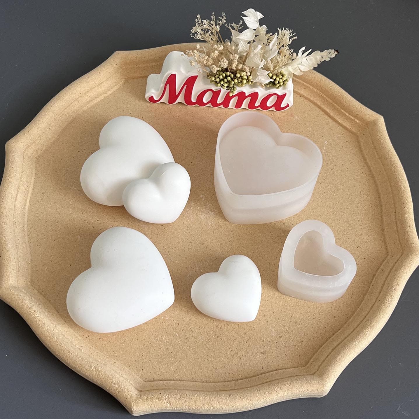 Large and small glossy love ornaments mold gypsum epoxy Valentine's Day decorative heart-shaped props epoxy gypsum mold