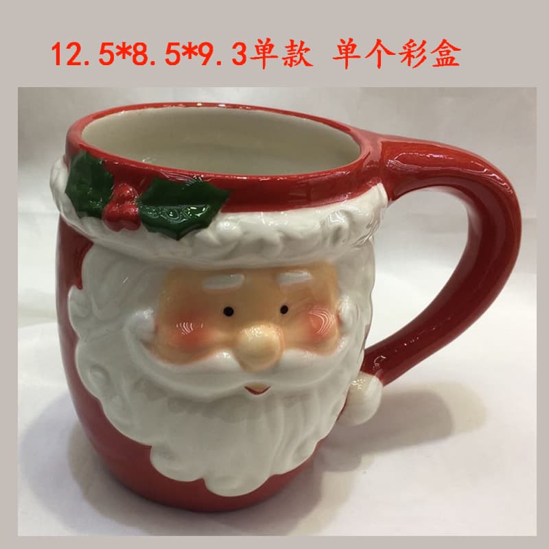 Cross-border in stock Creative Santa Claus Ceramic Cup Internet Celebrity Milk Coffee Cup Ins Large Capacity Mug Water Cup