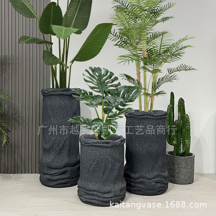 Creative Art Floor Combination Glass Fiber Reinforced Plastic Flower Pot Home Meichen Granite Paint Hotel Soft Decoration Garden Landscape Decoration
