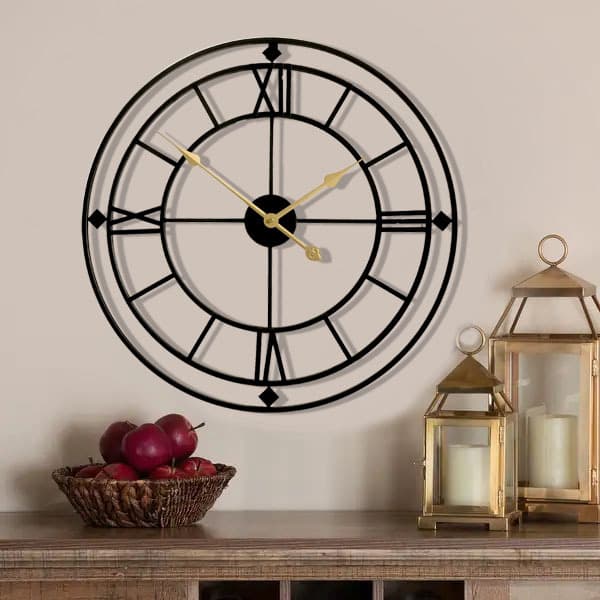 American Style Cross-Border Wall Clock Vintage Roman Numeral Silent Creative Iron Wall Clock