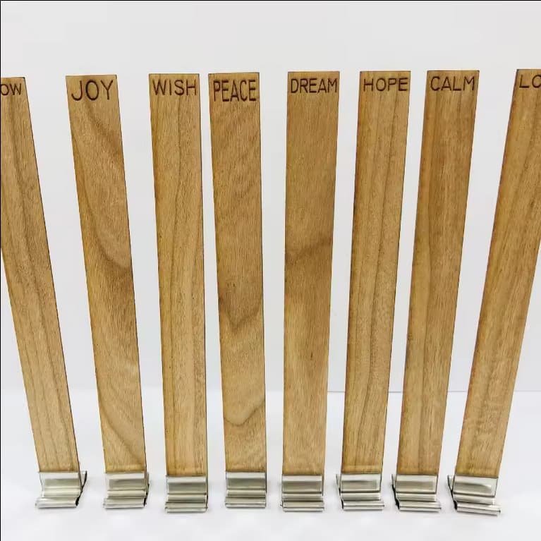 Wooden wick printable logo engraved candle wick wood chips for aromatherapy candle making process candle wick