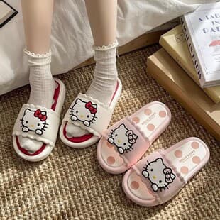 New Summer Cute KT Cat Cartoon Slippers for Women, Home Indoor Anti-Slip Anti-Odor Outdoor Slippers