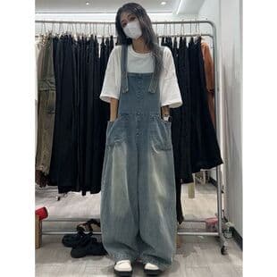 Denim Overall Dress Women Summer 2026 New Retro Sweet and Cool Age-Reducing Draped Relaxed High-Waist Loose Pants