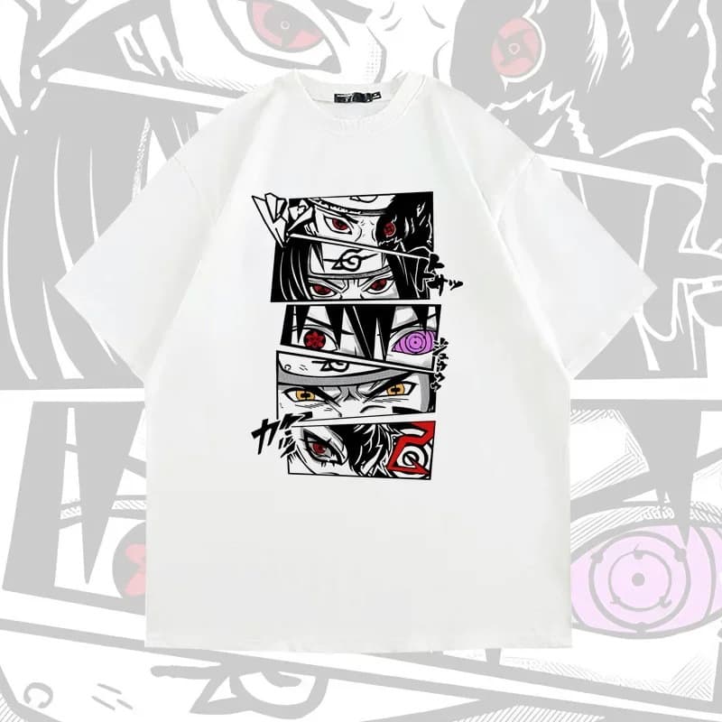 2D Pure Cotton T-Shirt Japanese Anime Naruto Men's Embossed T-Shirt Short Sleeve Summer Casual Top