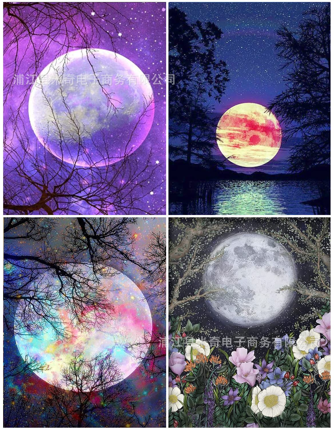 5D Fashion Diamond Painting Wholesale Full Round Drill Moon Night Scene DIY Craft Kit for Adults