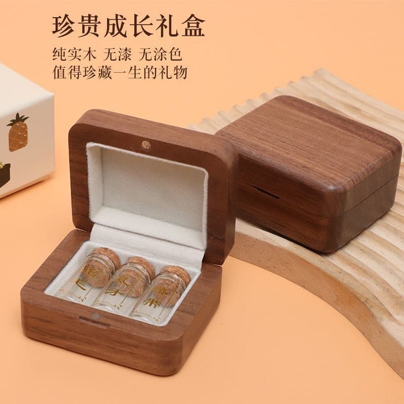 Fetal Hair and Umbilical Cord Collection Box, Newborn Baby Hair Storage Box, Black Walnut Wood High-End Gift Box, Handmade for Preservation
