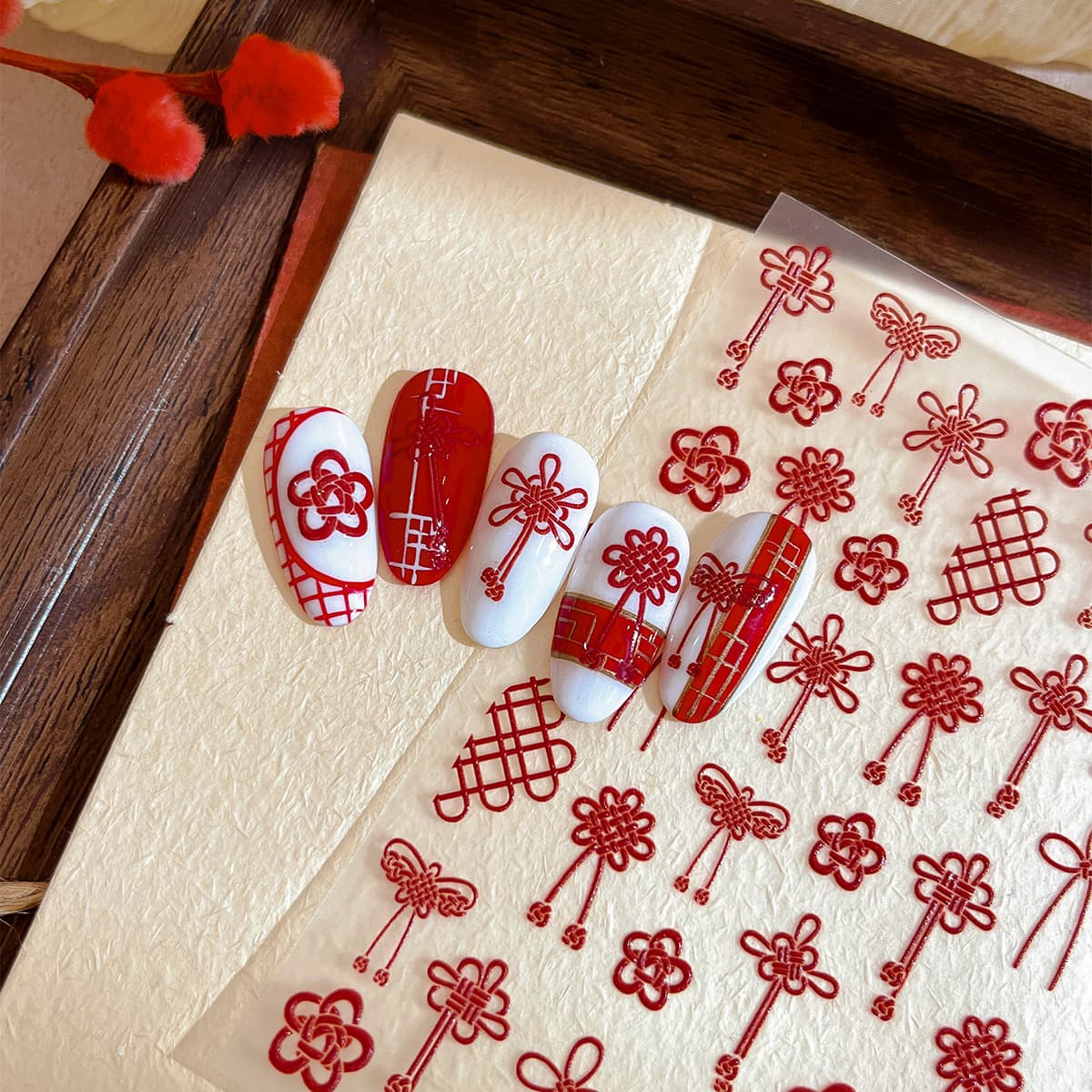 Ant Picture Sticker Nail Art Embossed Concentric Knot Nail Art Sticker Chinese Style Hollow Line Nail Art Accessories Wholesale YT4553