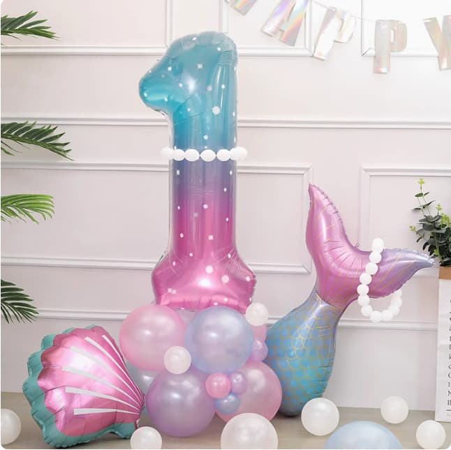 Mermaid Theme Birthday Number Balloon Column for Girls 1st 2nd 3rd Birthday Party Decoration Scene Setup