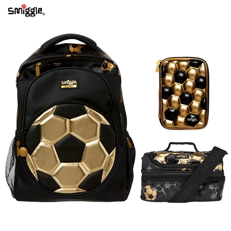 Australian smiggle golden football series school bag three-dimensional pen box meal bag lunch box bag lightweight primary school student