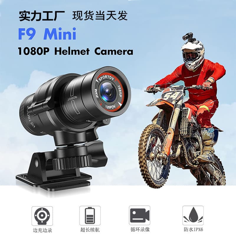 Mountain Bike Manufacturer In Stock F9 Helmet Camera 4K HD Waterproof Sports Bicycle Motorcycle Camera for Cycling