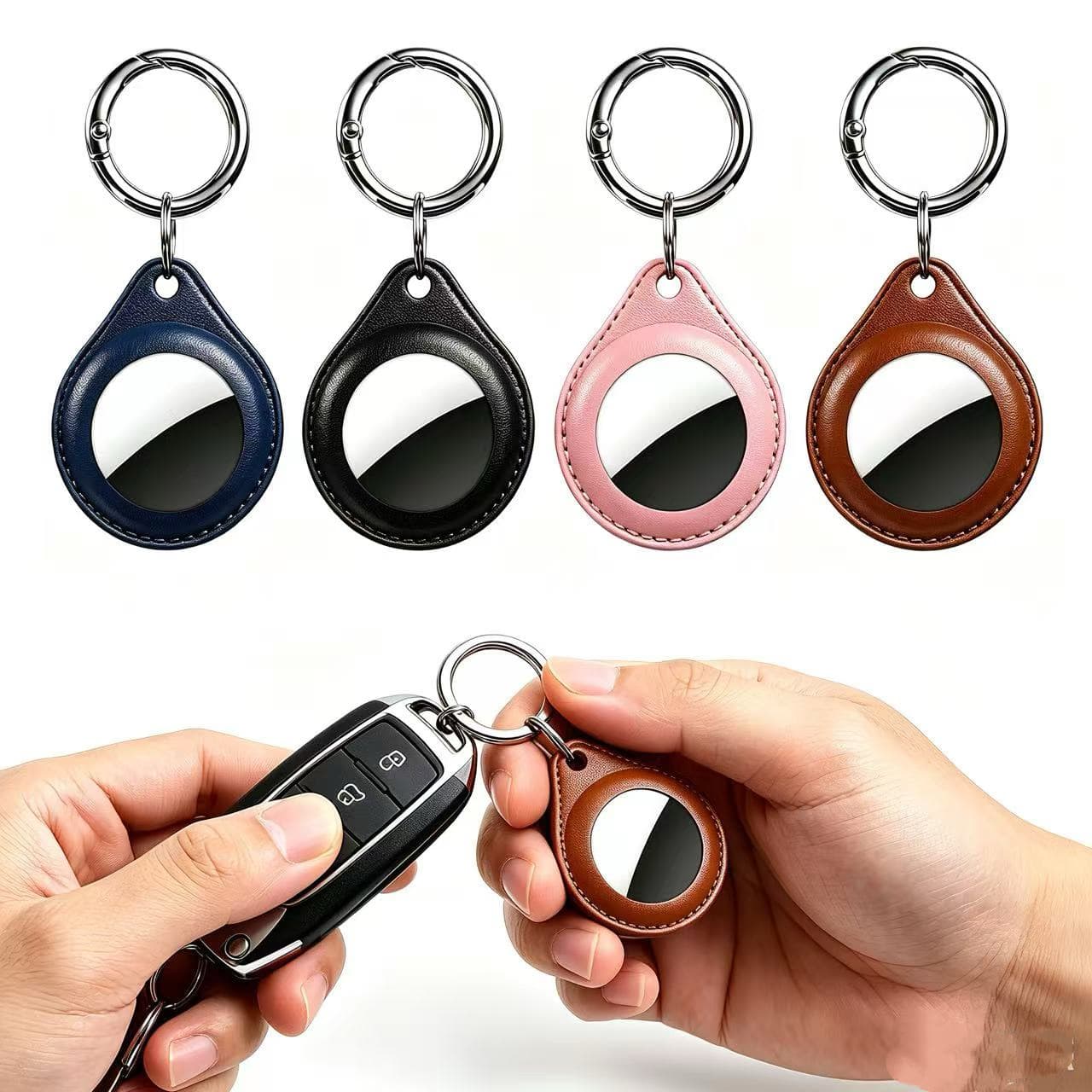 Suitable for Apple AirTag protective case, Apple tracker airtag 2 generation drop-shaped keychain microfiber leather case