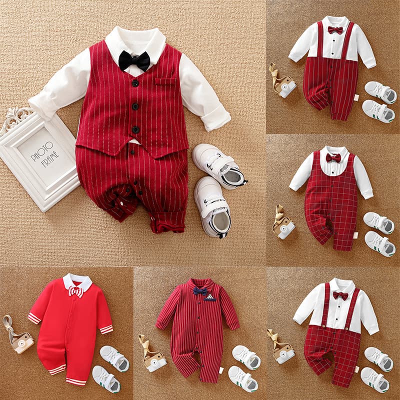 Baby Cross-Border Wholesale Gentleman Suit Spring/Autumn Long-Sleeve Baby Romper Baby Clothes