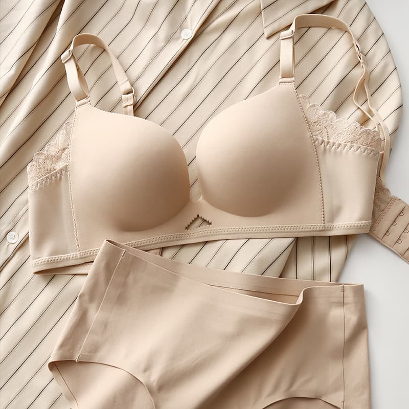 Japanese Balsamic Cotton Women's Underwear Set - Wire-free, Thin, Small Bust Support, Seamless, Shaping, Anti-sagging Bra