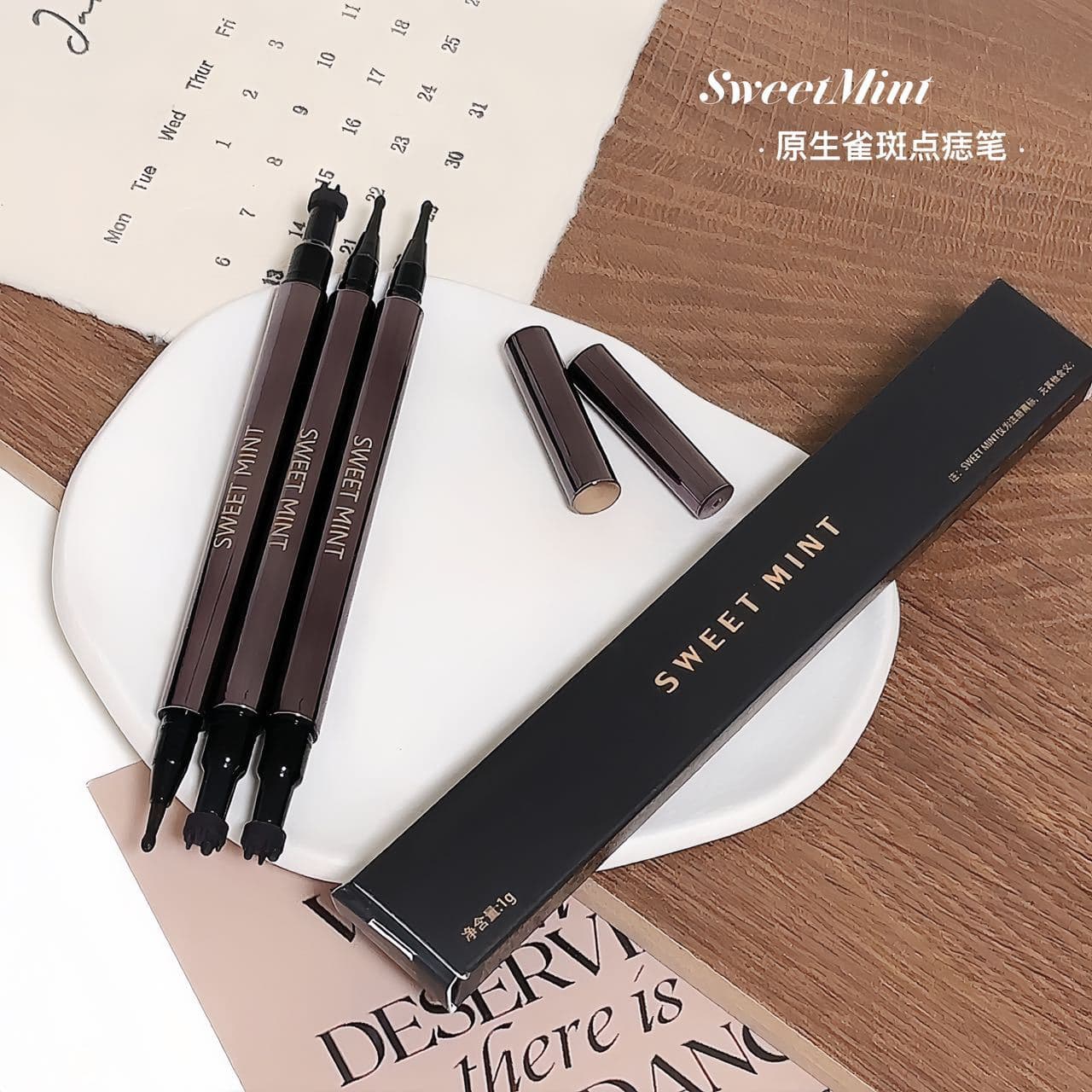 sweetmint Natural Freckle and Mole Pen, Natural Color, Smudge-Proof, Dual-Ended Freckle Pen and Mole Pen 2-in-1