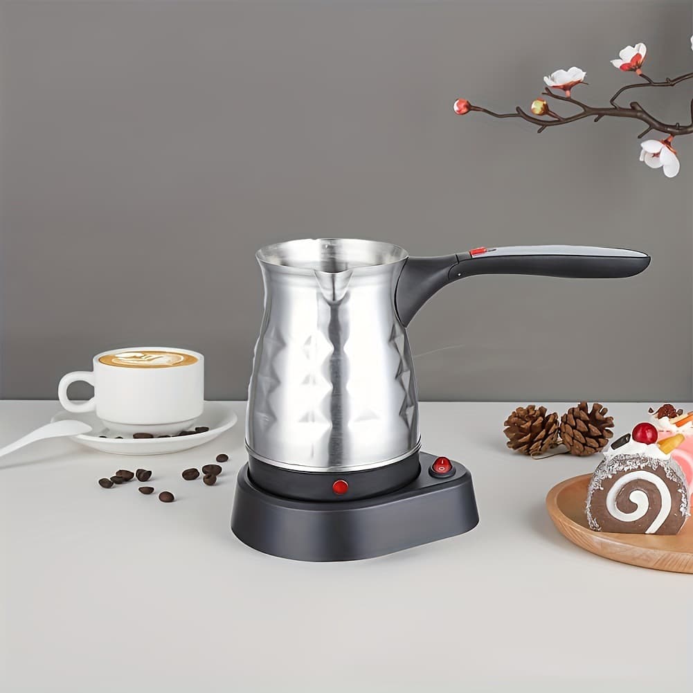 Mini Portable Electric Coffee Pot Metal Handle European Standard Portable Coffee Pot Tea Electric Pot Outdoor Style Simple Tasteful