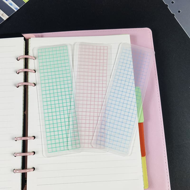 60 Mil Tape Dispensing Board 5*15CM Rounded Corner Washi Tape Dispensing Sheet 3-Color Grid Printing Thickened