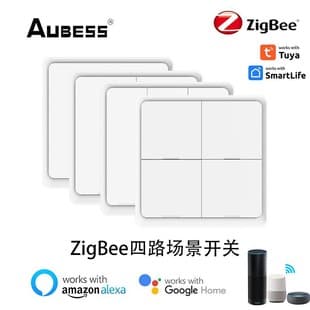 Tuya ZigBee Panel Switch, Four-Button Scene Switch Panel, Timed, Mobile Phone Control, Smart Home