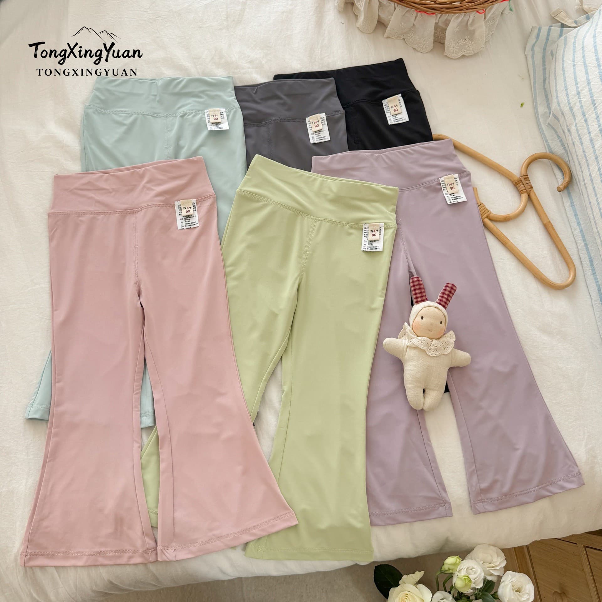 Children's Star Round Micro-Flared Leggings for Girls, Summer Sun Protection High-Waist Yoga Pants, Casual Sport Pants for Baby Girls