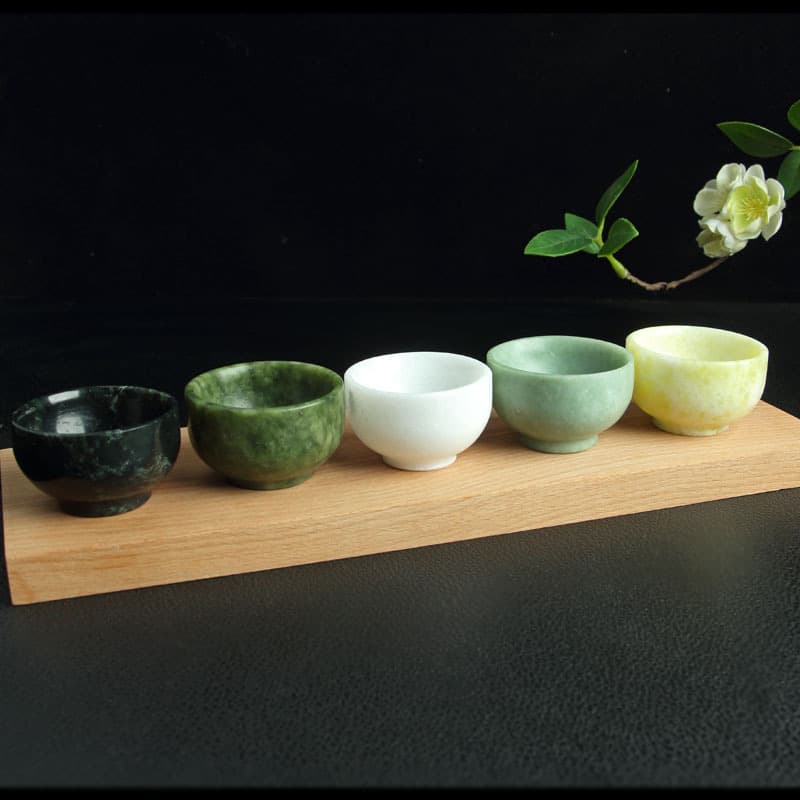 Natural Small Jade Tea Bowls, Lantian Jade, Southern Jade, Yaowang Stone Kung Fu Tea Cups, Ten-Yuan Model for Jade Exhibitions and Stalls