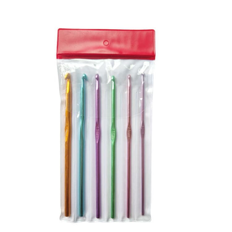 Cross-border 6-Piece Colored Aluminum Crochet Hook Set DIY Knitting Tool Leather Case Crochet Hook Set
