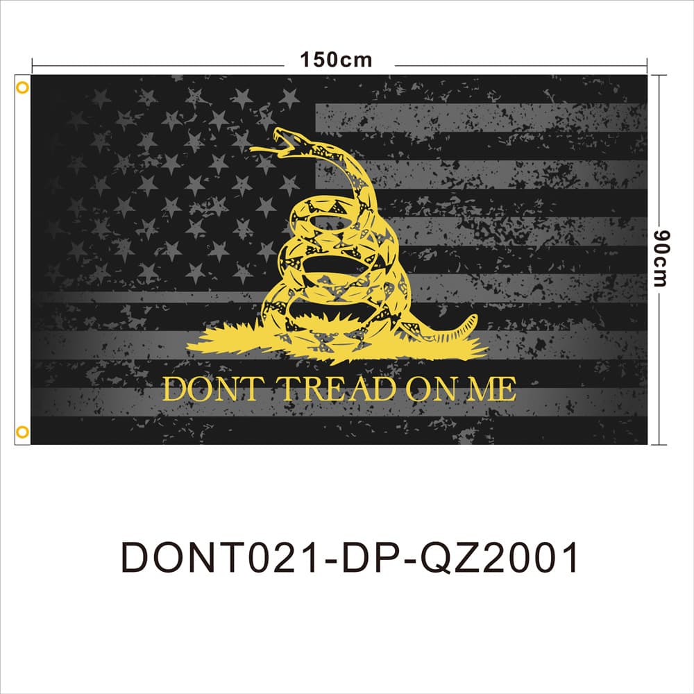 DONT TREAD ON ME Snake Flag Black Background Gray Snake Backdrop 90*150CM Flag Manufacturer Banner Wholesale