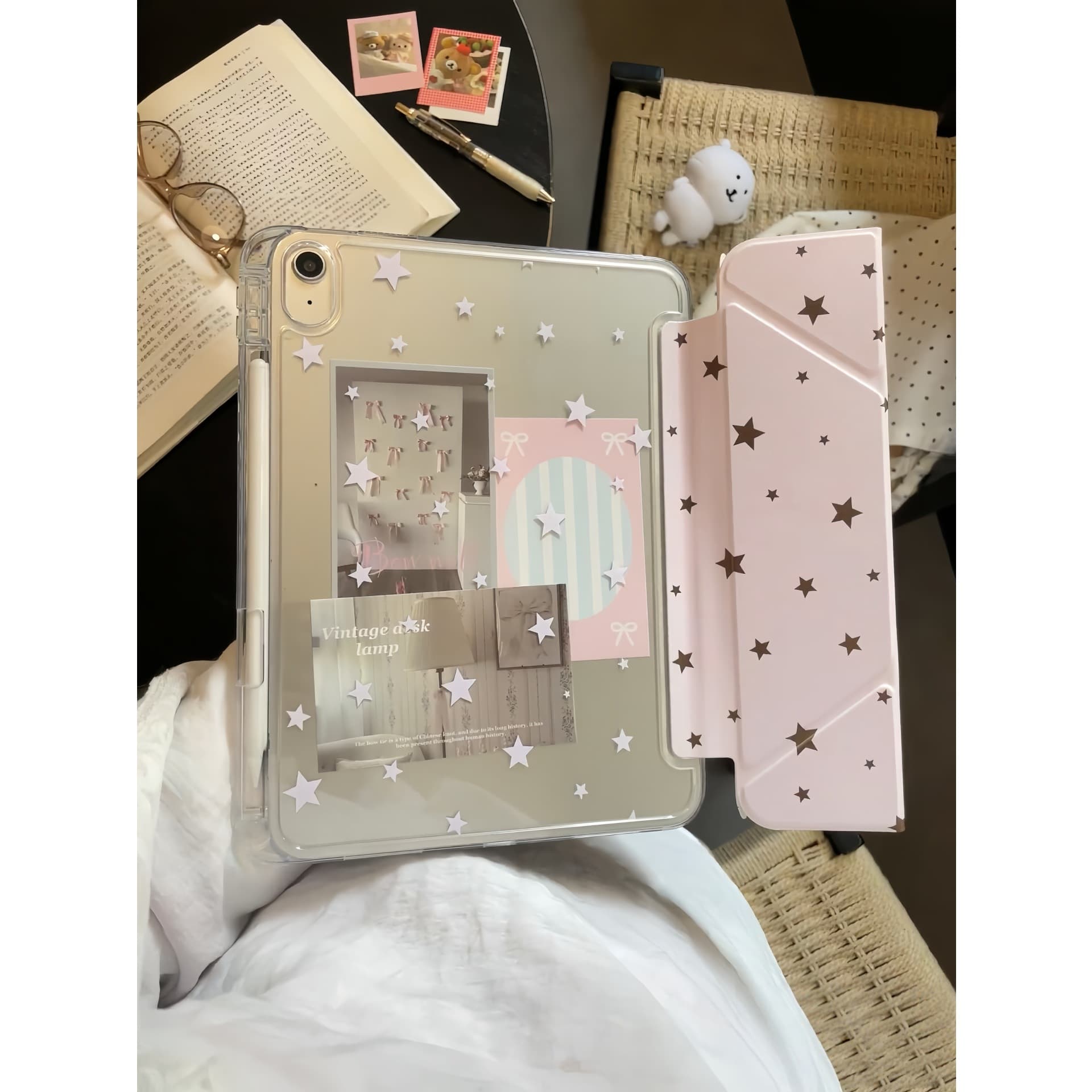 3+Y fold brown pink star ipadpro11 inch MINI7 tablet 11th generation air6/7/8 protective cover A16 protective case