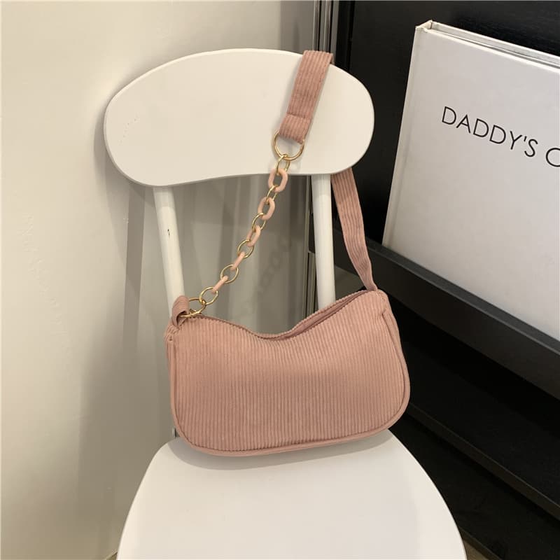 Korean style artistic cloth bag, simple casual corduroy cloth shoulder bag for women, solid color mini crossbody bag, portable canvas bag
