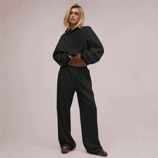 Cross-Border New European and American Fashion Casual Round Neck Sweatshirt Wide Leg Pants Sportswear Set Autumn
