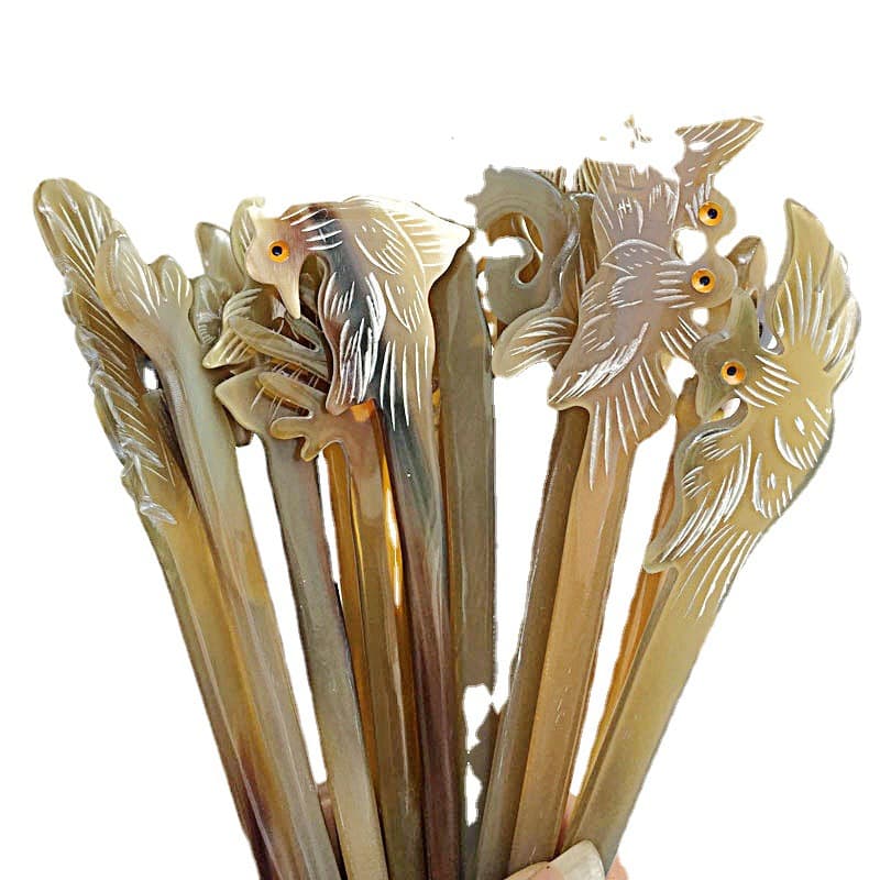 Hair Hoop Bun Hairpin Natural Horn Carving Beauty Choice Horn Hairpin Exquisite Classical Hair Accessories Small Commodities