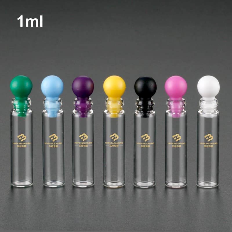 1ml perfume bottle, sample bottle, tester bottle, glass perfume refill bottle, round stopper, ponytail stopper
