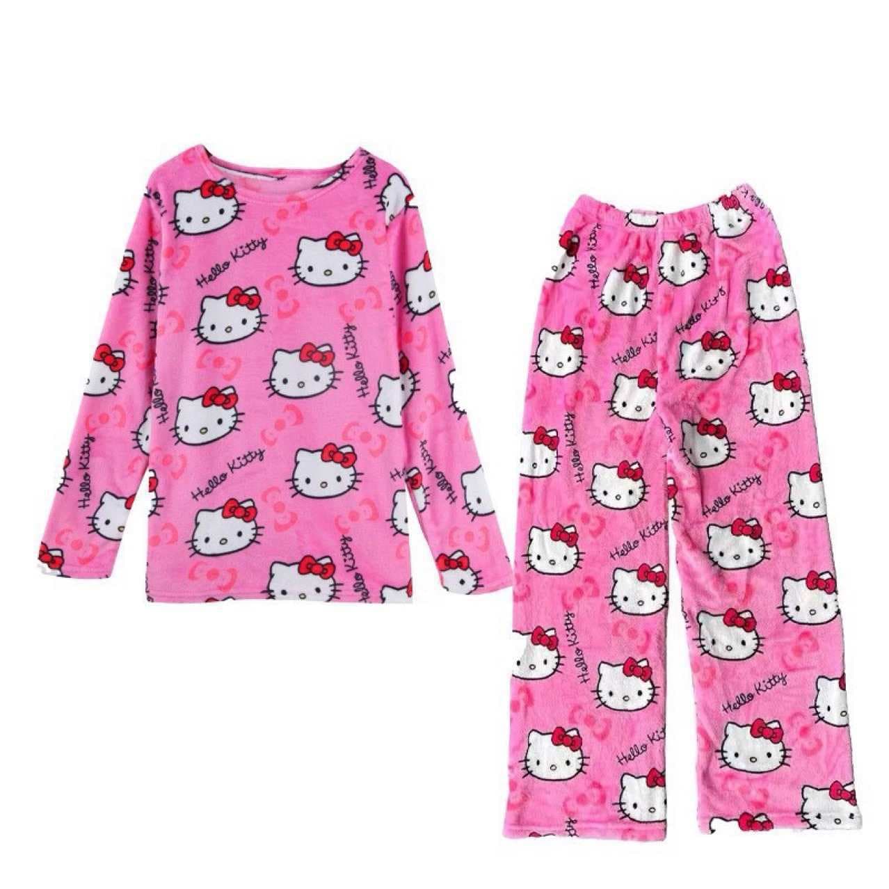 Cartoon Cat Flannel Pajama Pants for Women, New Autumn/Winter Coral Fleece Thickened and Lined Warm Casual Home Pants