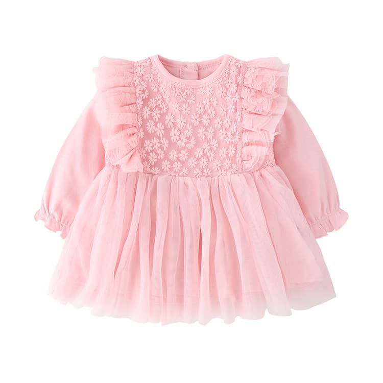 Newborn Baby Girl Dress Long Sleeve Lace Princess Gown Infant Toddler Dress Spring Autumn Style Girls Skirt