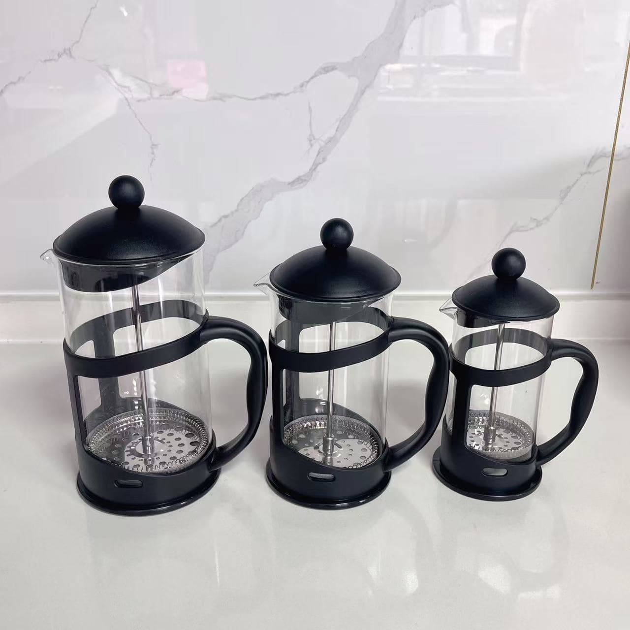 New plastic heat-resistant French press kettle hand-brewed coffee pot household stainless steel filter bamboo wood tea maker French press kettle