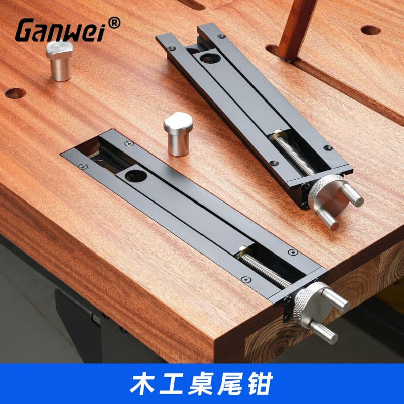 Woodworking table end clamp, quick-traverse inertia vise, DIY clamp, desktop clamp, bench vise, clamping device, fixed clamp, handwheel