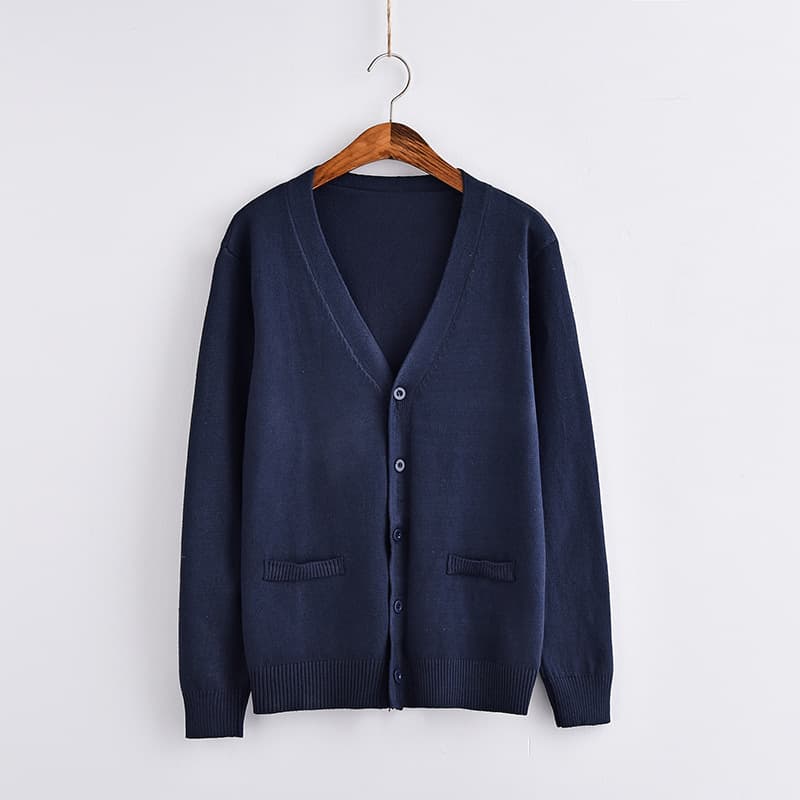 Basic JK Uniform Cardigan Soft Girl Open Front Sweater Spring Autumn Long Sleeve V-Neck Loose JK Cardigan