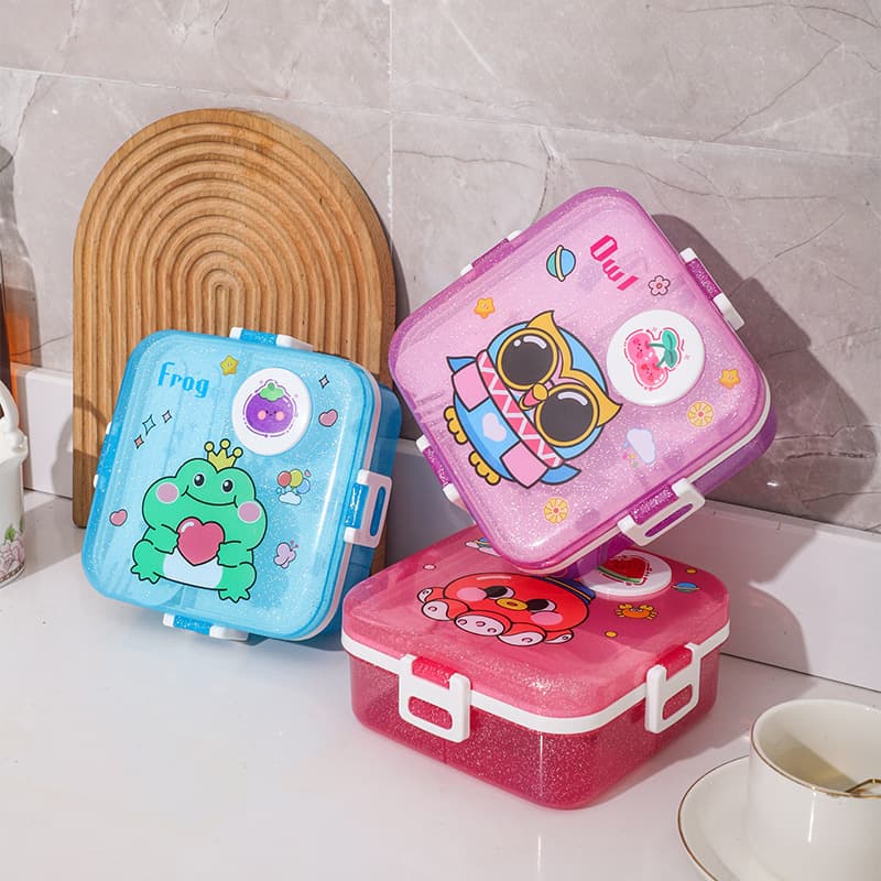 Square Plastic Lunch Box Creative Minimalist Bento Box Portable Sealed Lunch Box Student Divided Lunch Box Outdoor Bento