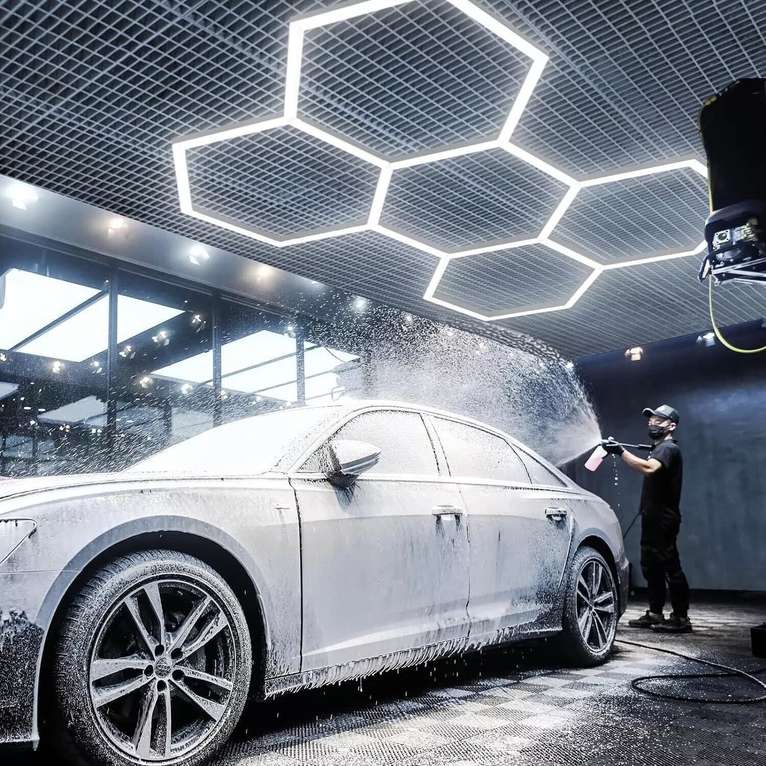 Led Barber Shop Office Ceiling Garage 6500K Light Hexagonal Bracket Light Zhongshan Lighting Fixtures Super Bright