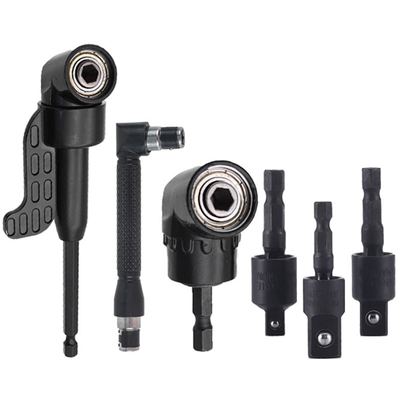105-Degree Bit Angle Adapter, Screwdriver Elbow, 360-Degree Universal Joint Rod with Colored Steel Ball Joint Set
