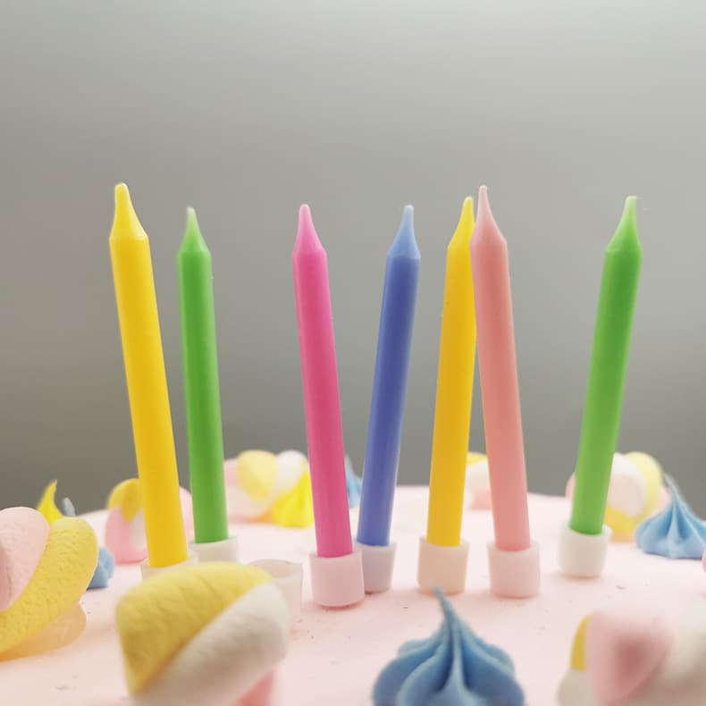 Macaron color light body birthday candle color glossy straight rod pearlescent pencil cake candle manufacturer wholesale customization