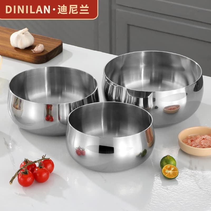 Dinilan 316 Stainless Steel Mixing Bowl, Noodle Bowl, Soup Bowl, Household Rice Bowl, Thickened for Cooking Soup and Noodles