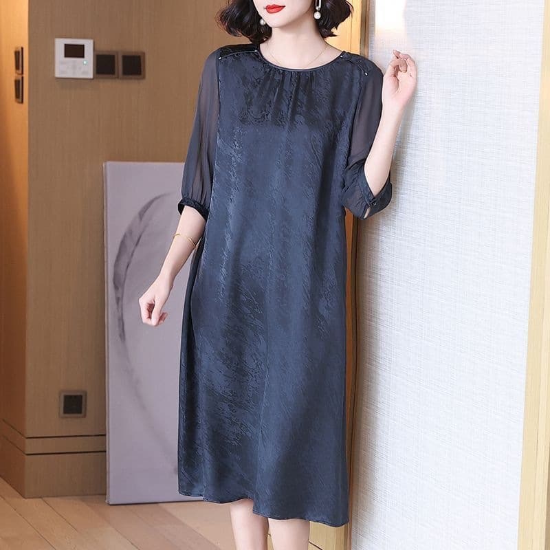 Mulberry Silk Dress Mother's Outfit Spring-Summer New Style Elegant Long Dress Loose Fit Slimming Real Silk Dress Women